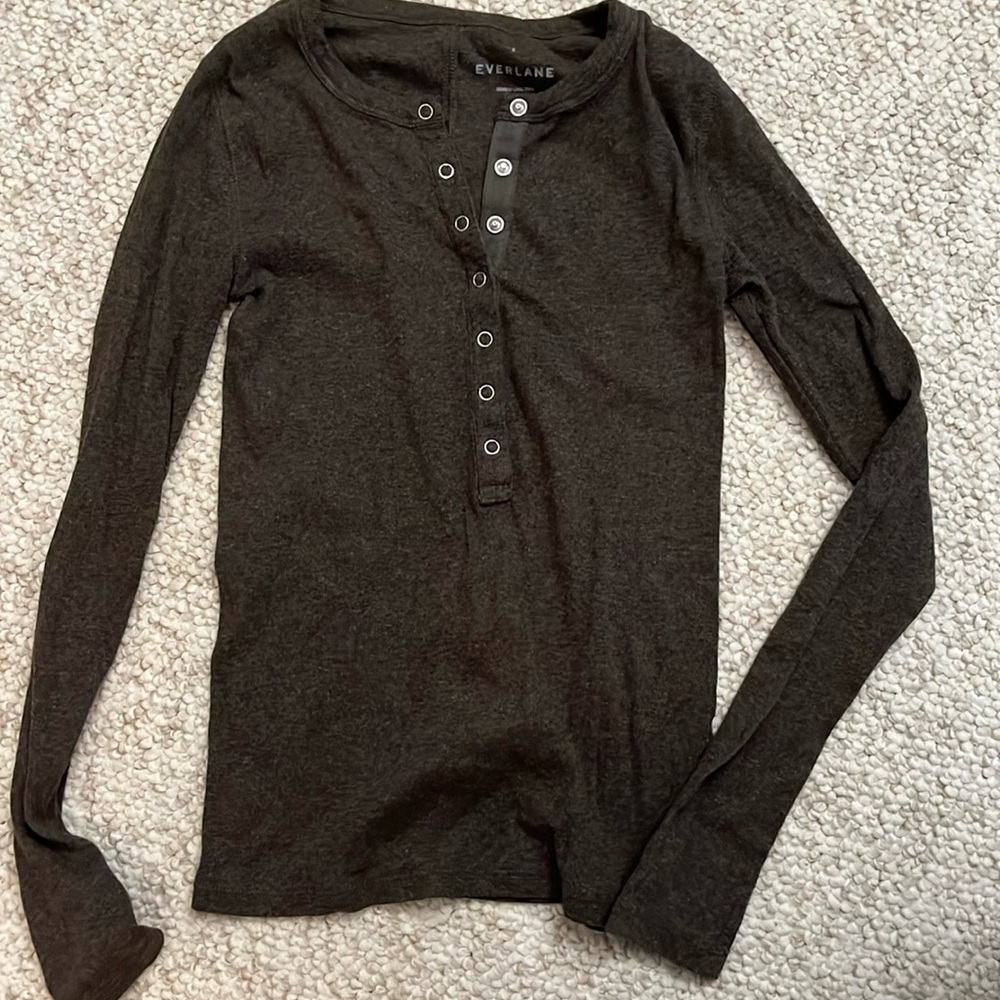 NWOT Everlane The Supima® Micro Rib Long-Sleeve Henley